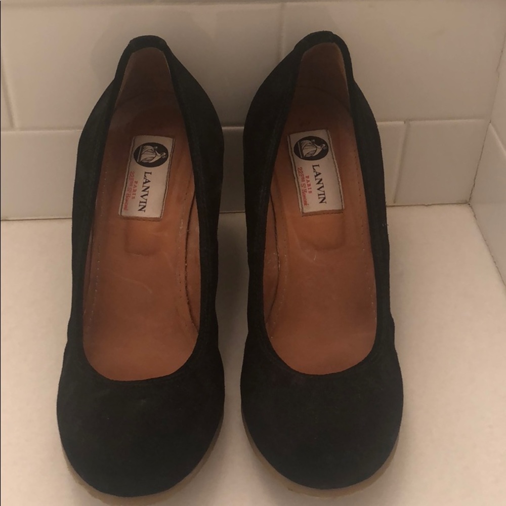 Lanvin wedge heal with elastic comfort stretch